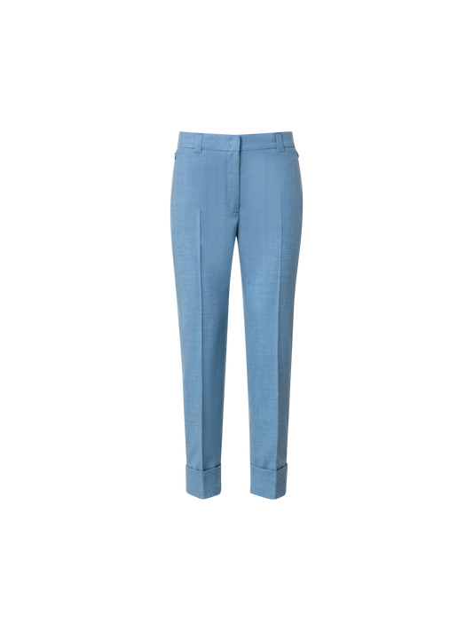 Designer Tapered Hose aus Woll-Stretch-Flannel - Blau