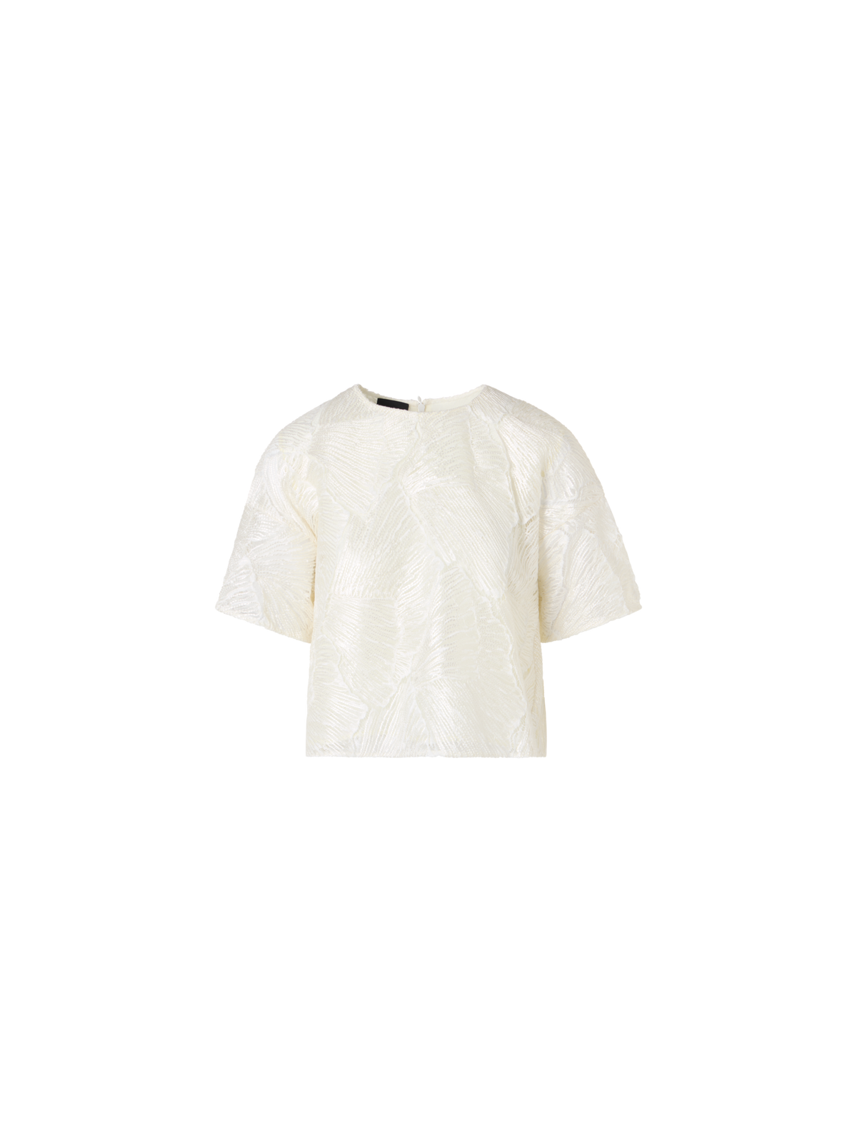 Designer Lackierte Kurzbluse aus Fächerspitze - Ecru