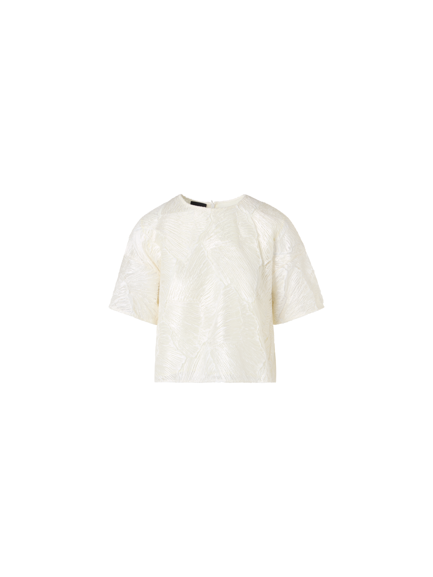 Designer Lackierte Kurzbluse aus Fächerspitze - Ecru