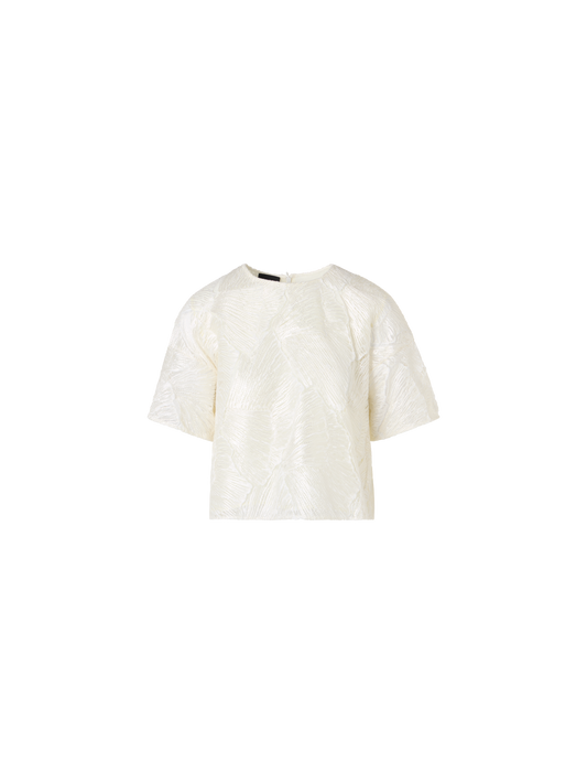 Designer Lackierte Kurzbluse aus Fächerspitze - Ecru