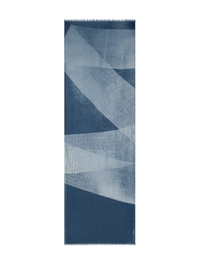 Designer Kaschmir Schal im Zigzag Print - Dunkelblau - Blau - Bunt