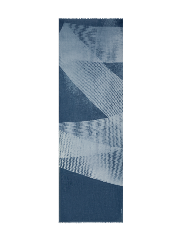 Designer Kaschmir Schal im Zigzag Print - Dunkelblau - Blau - Bunt