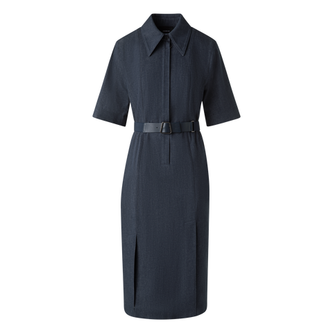 Kurzarm-Hemdkleid aus Baumwoll-Denim