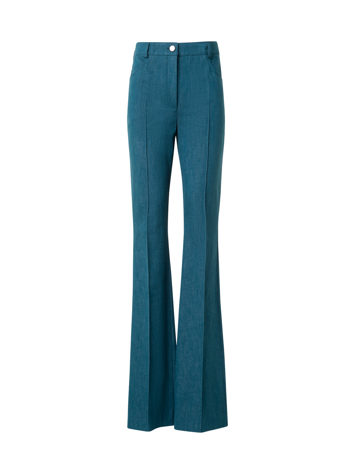 Designer Schlaghose aus Baumwoll-Denim-Stretch - Grün