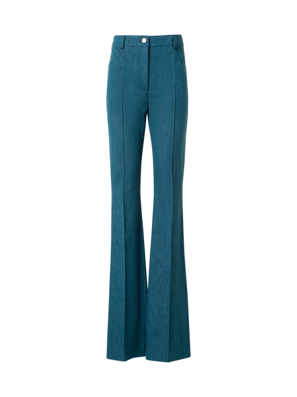 Designer Schlaghose aus Baumwoll-Denim-Stretch - Grün