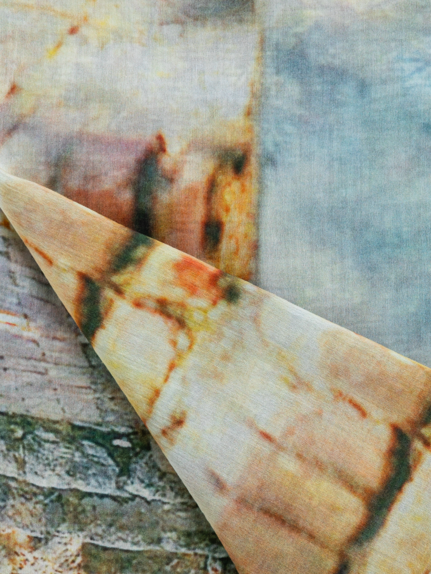 Designer Baumwoll-Seiden-Schal mit Via Krupp-Druck - Bunt