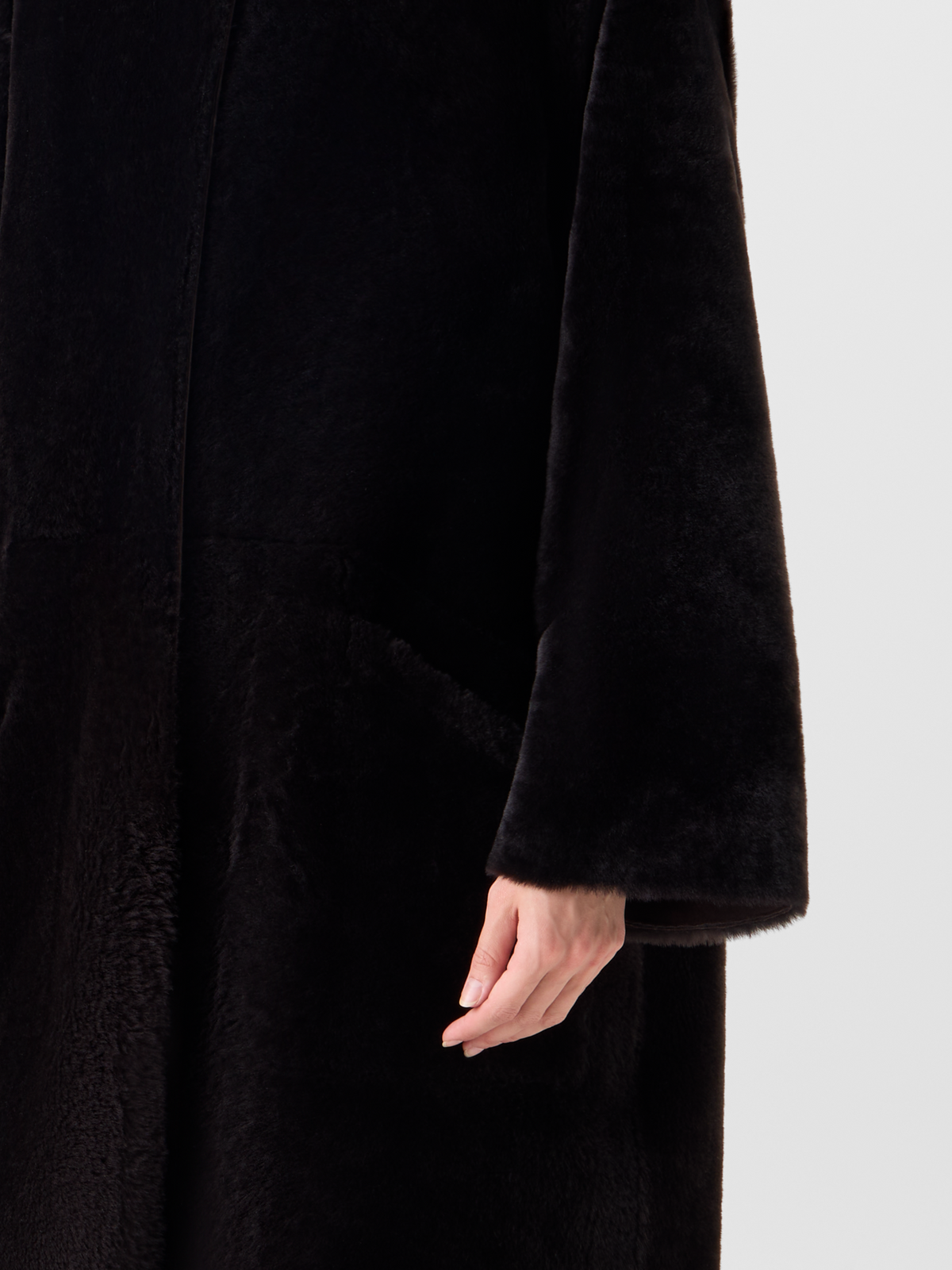 Designer Wendbarer Oversize-Shearling-Mantel mit Kapuze - Braun 
