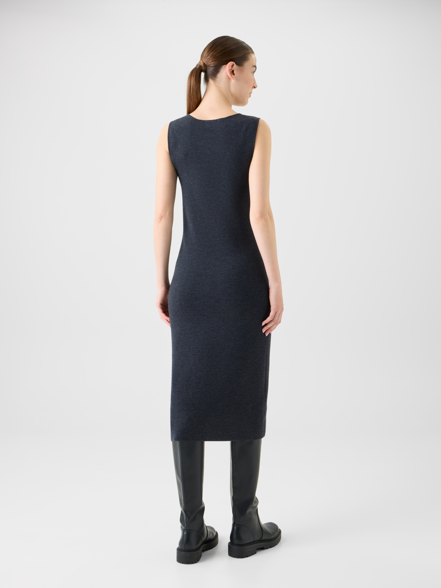 Designer Milano Wolle Strick Schlauchkleid - Grau 