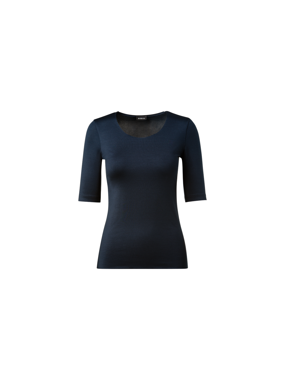 Designer Shirt mit 3/4 Arm aus Seiden-Jersey - Dunkelblau - Blau