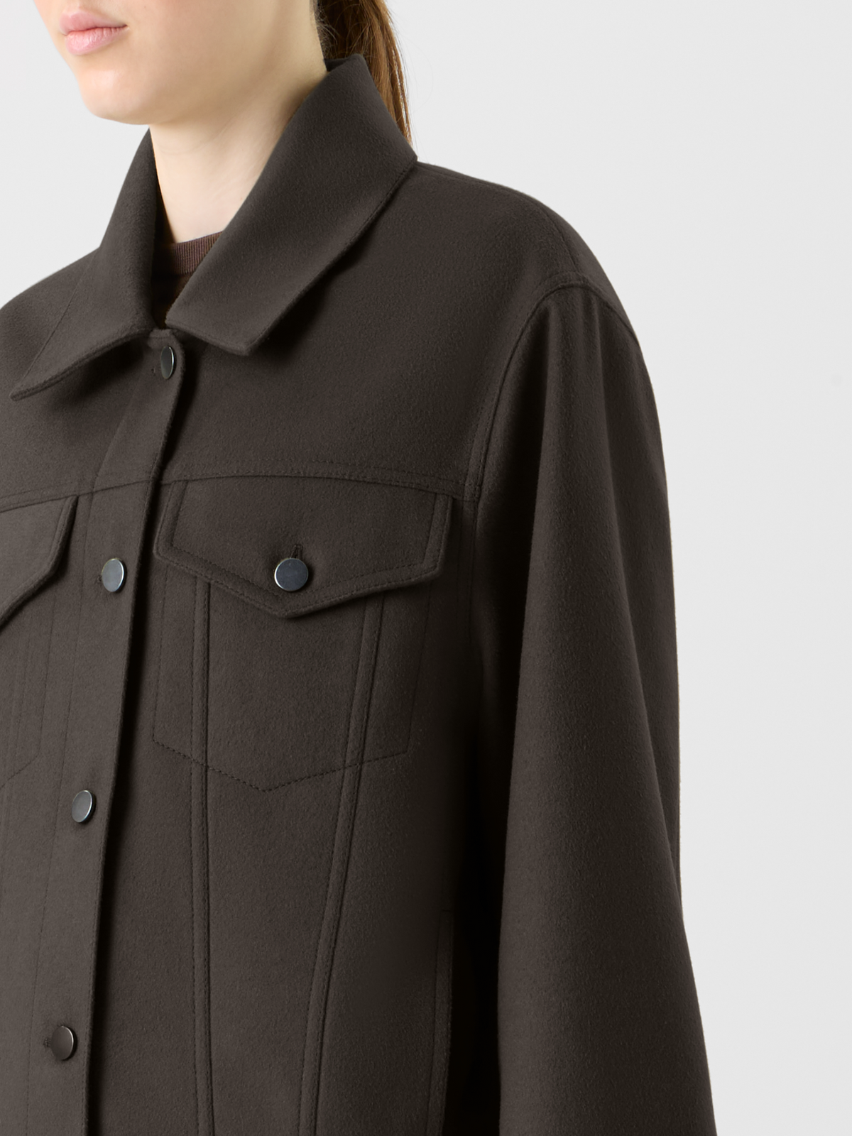 Designer Oversized Wollflanell Hemdkragen Jacke - Braun #editorial