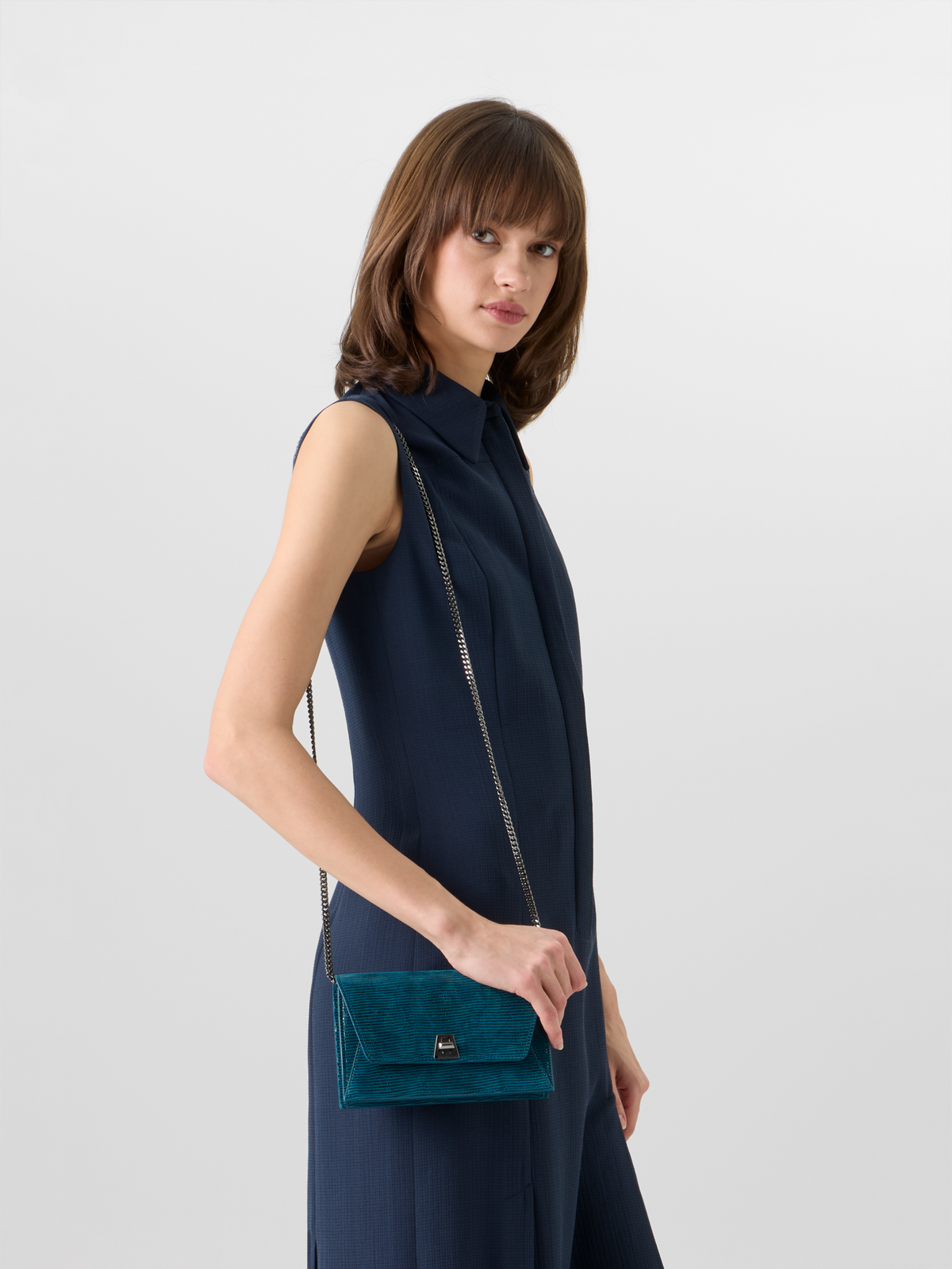 Designer Ärmelloses Midi-Hemdblusenkleid - Blau #editorial