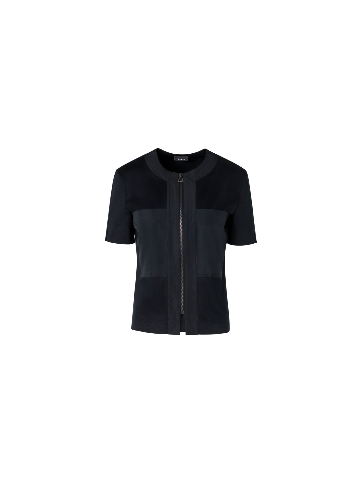 Designer Kurzärmelige Bluse aus Baumwolljersey - Schwarz