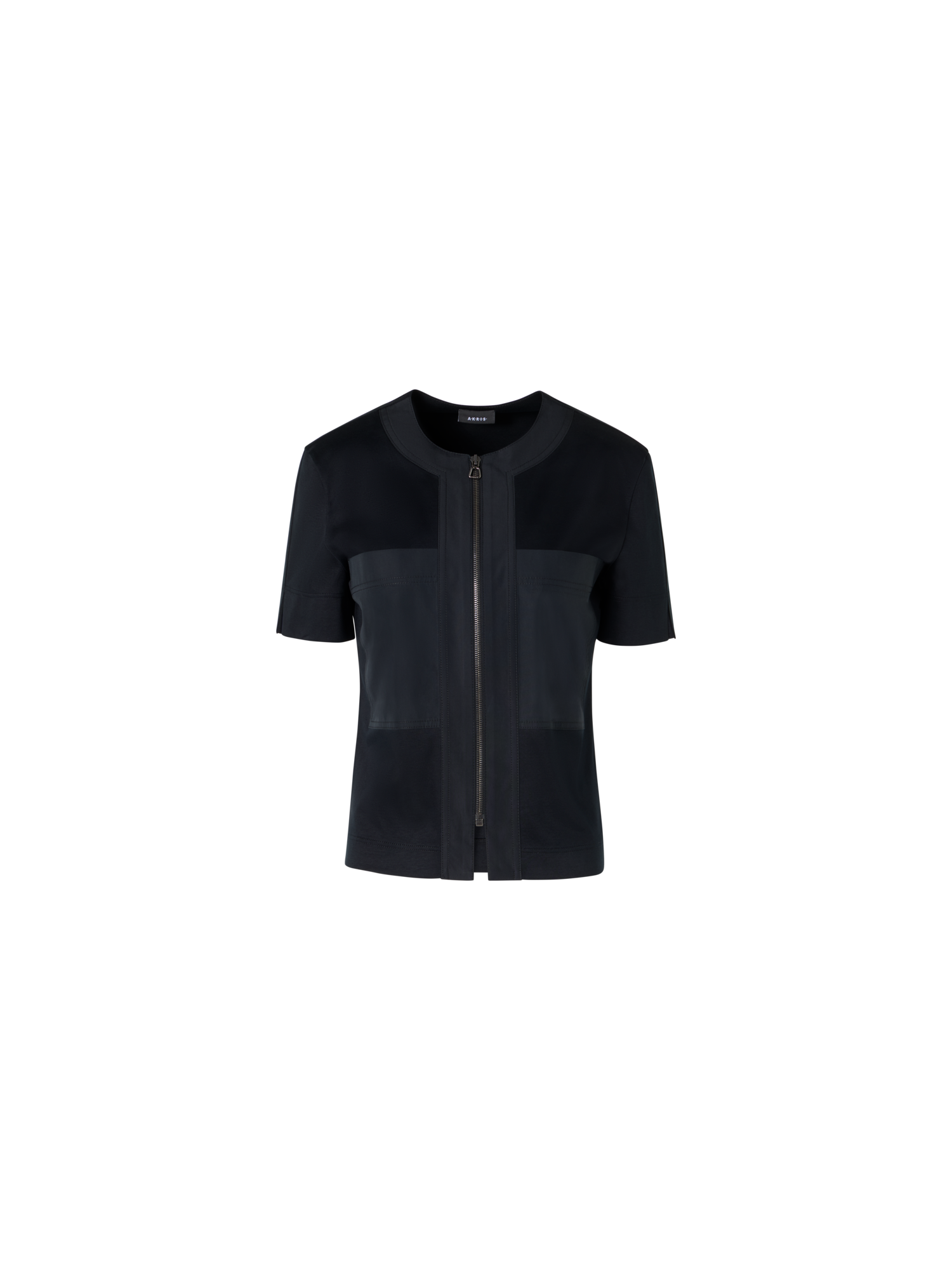 Designer Kurzärmelige Bluse aus Baumwolljersey - Schwarz