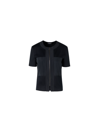 Designer Kurzärmelige Bluse aus Baumwolljersey - Schwarz
