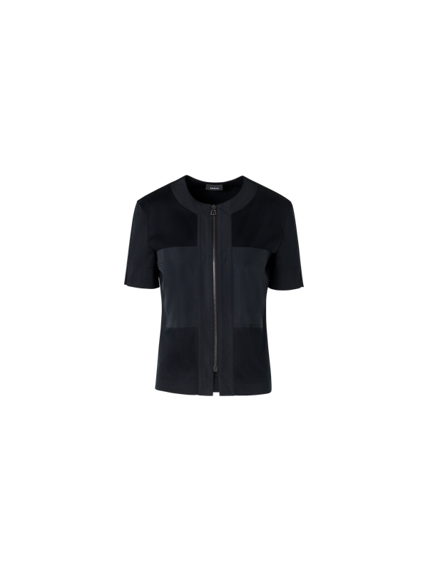 Designer Kurzärmelige Bluse aus Baumwolljersey - Schwarz