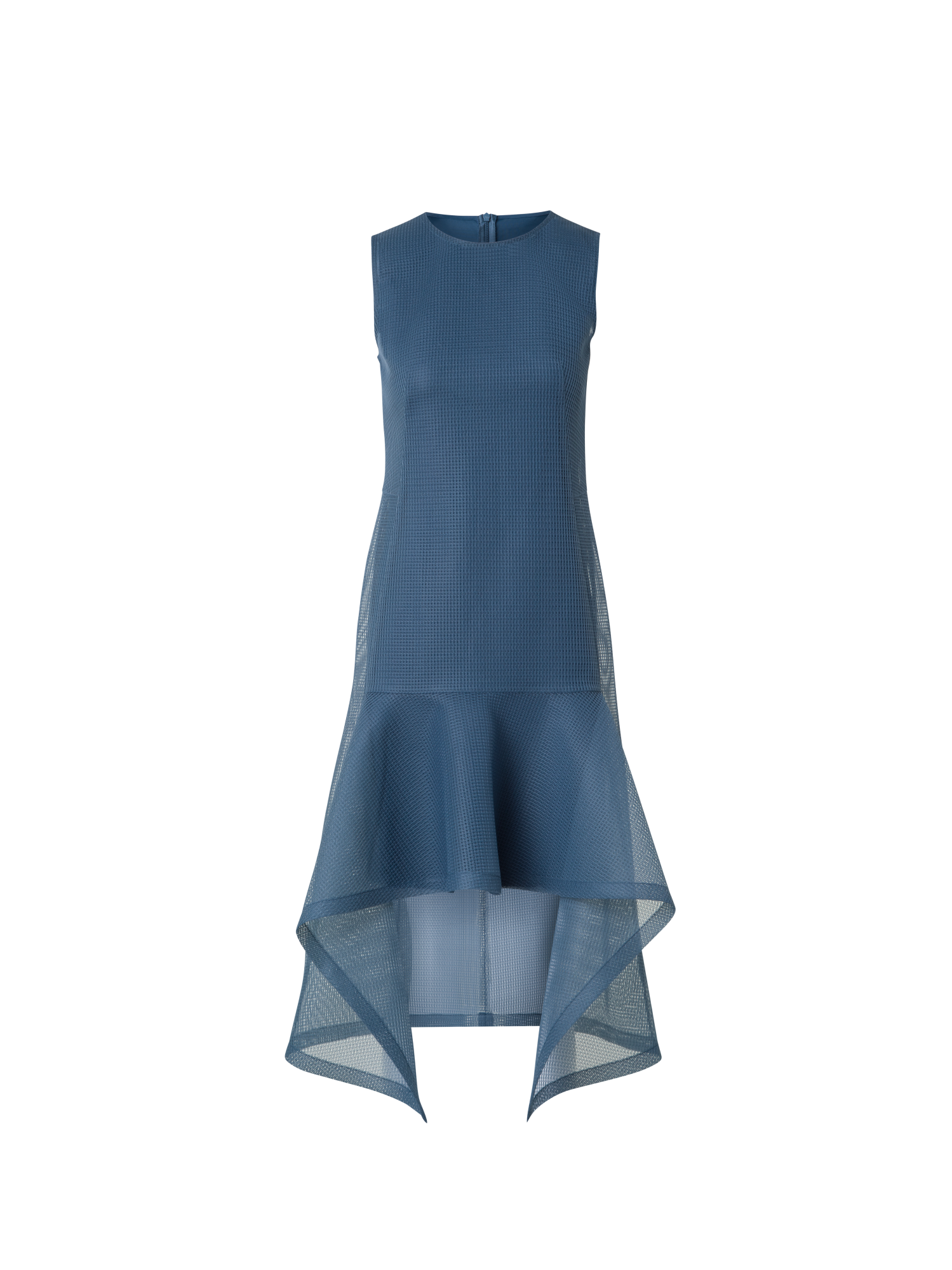 Designer Kurzes asymmetrisches Kleid in Techno-Grid - Blau