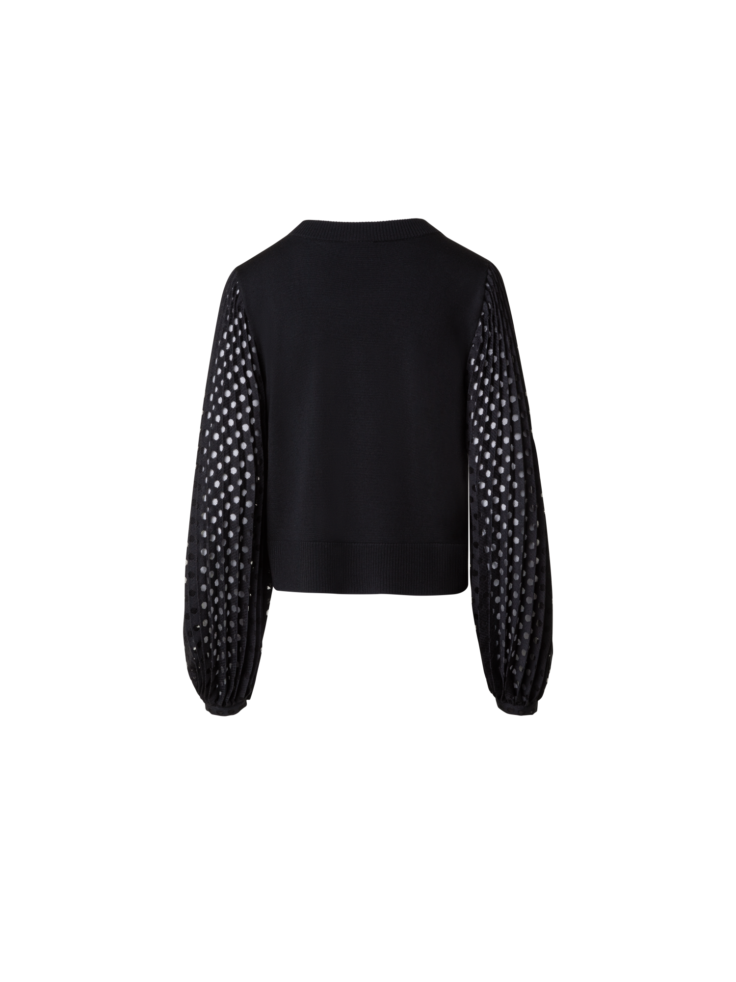 Designer Strickpullover mit halbtransparenten Ärmeln - Schwarz