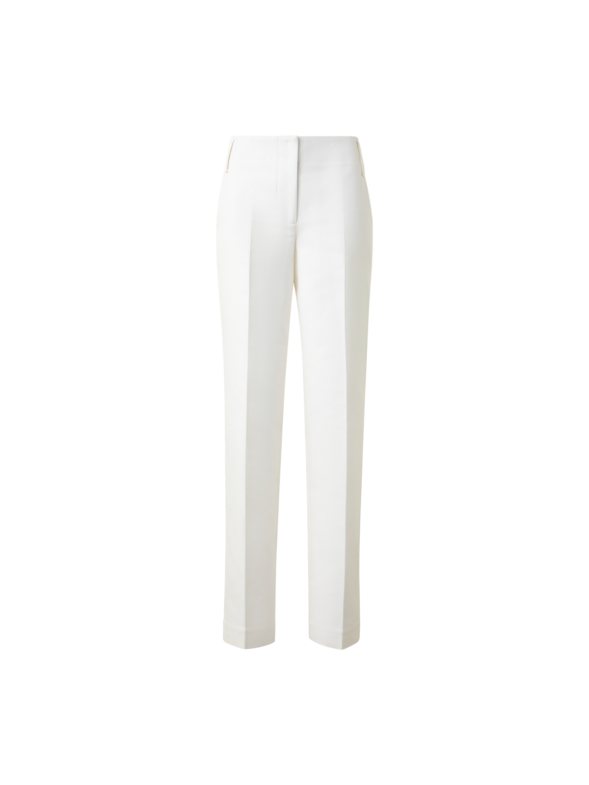 Designer Tapered Hose aus Baumwoll-Seiden-Doubleface - Ecru - Weiss