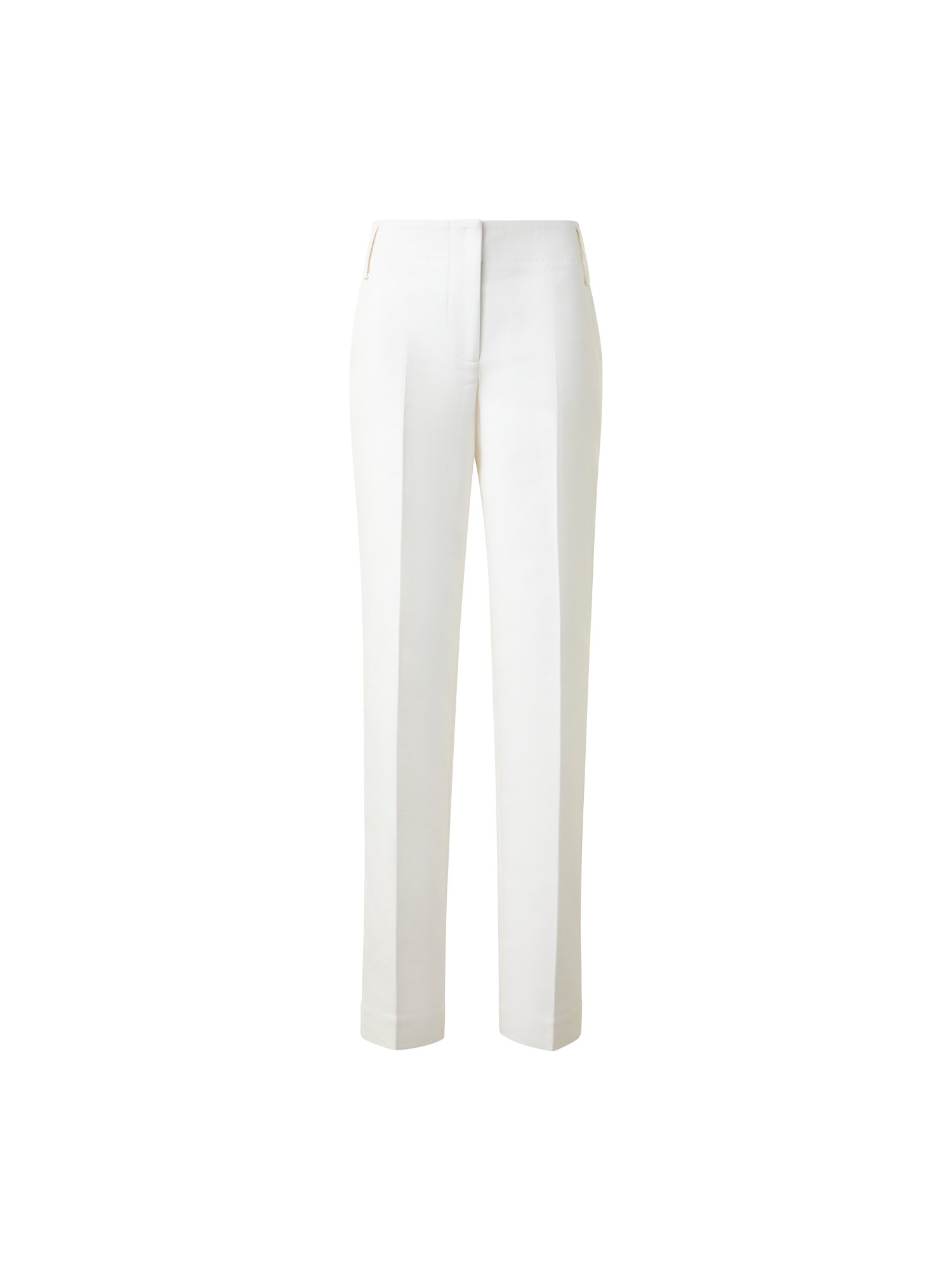 Designer Tapered Hose aus Baumwoll-Seiden-Doubleface - Ecru - Weiss