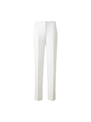 Designer Tapered Hose aus Baumwoll-Seiden-Doubleface - Ecru - Weiss