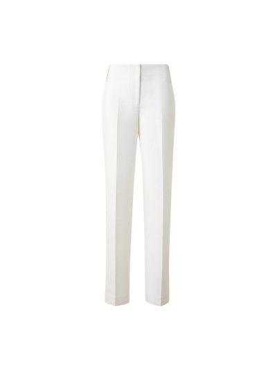Designer Tapered Hose aus Baumwoll-Seiden-Doubleface - Ecru - Weiss