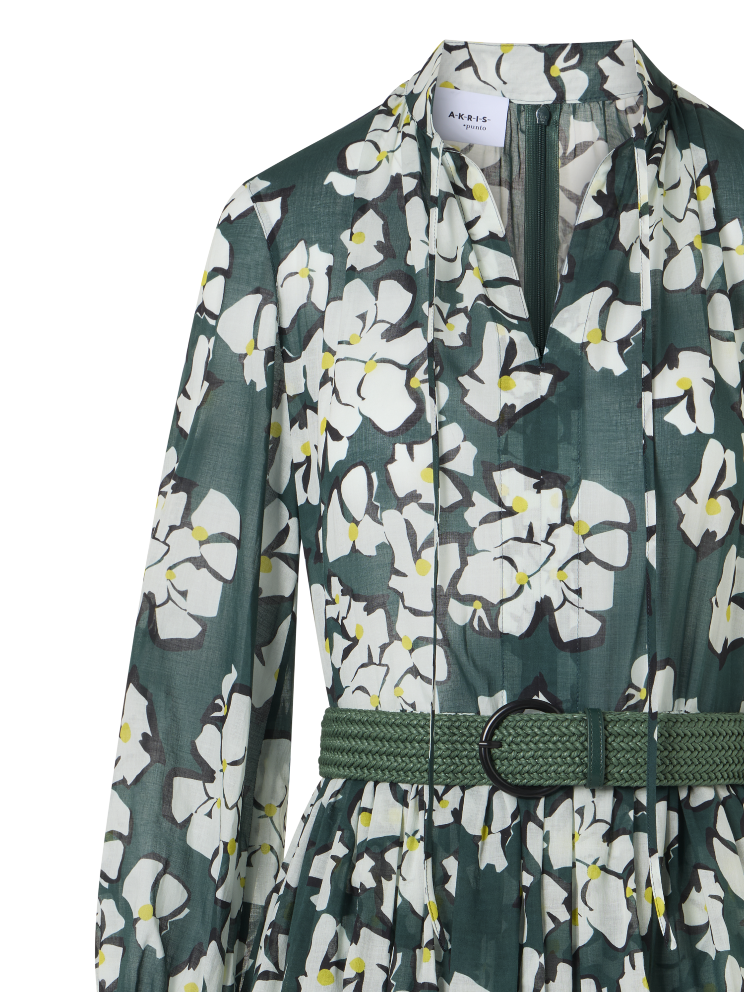 Designer Langärmeliges Boho-Midi-Kleid mit Papercut Flower Print - Bunt
