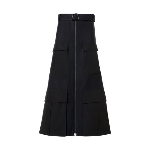 Cotton Double-Face Midi Skirt