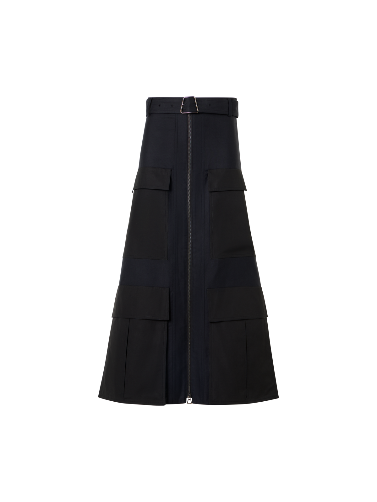Designer Midirock aus Baumwoll-DoublefaceSkirt in Cotton Double-Face with Side Gathering - Schwarz