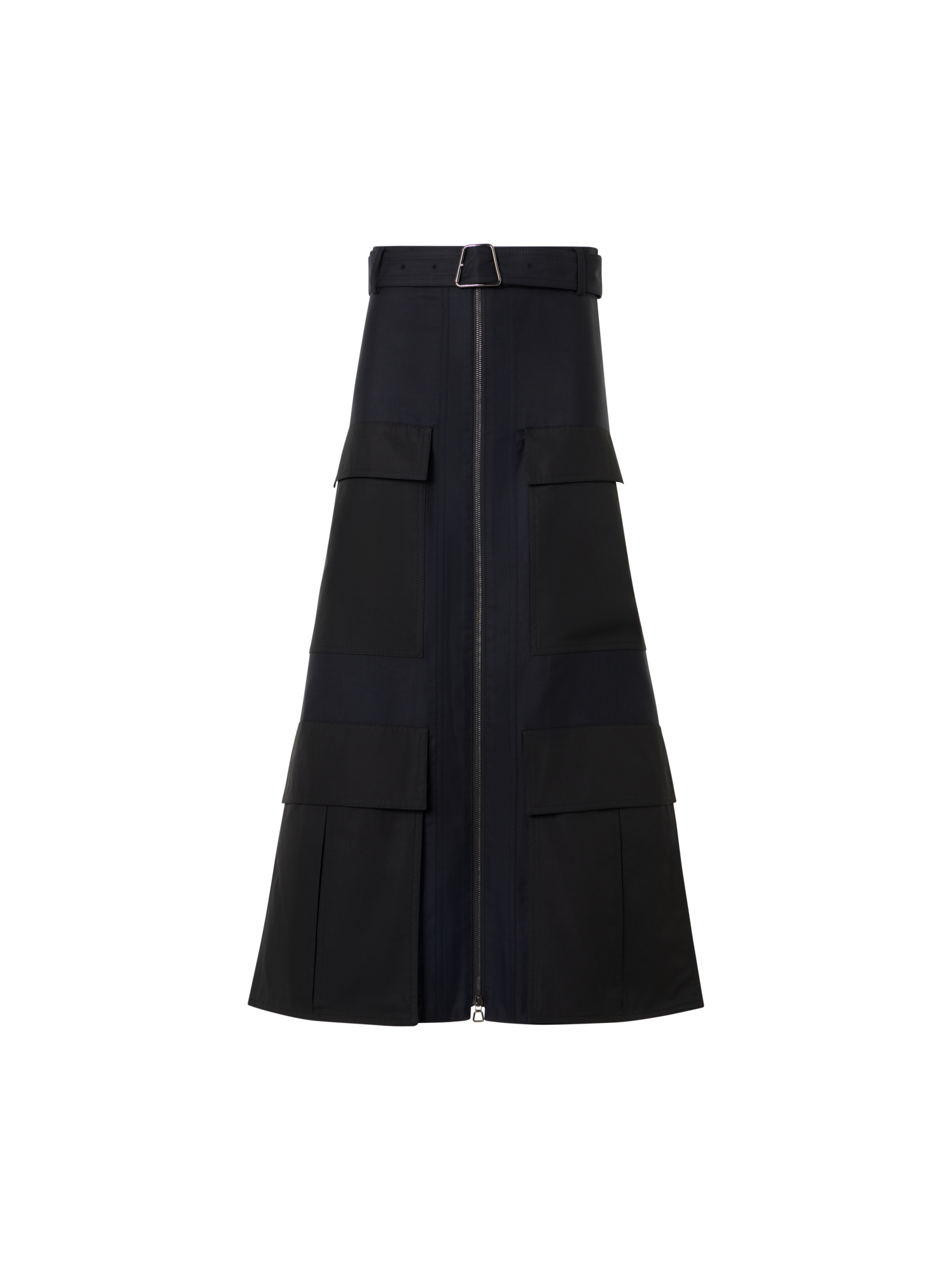 Designer Midirock aus Baumwoll-DoublefaceSkirt in Cotton Double-Face with Side Gathering - Schwarz