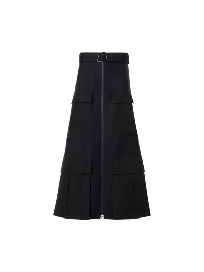 Designer Midirock aus Baumwoll-DoublefaceSkirt in Cotton Double-Face with Side Gathering - Schwarz