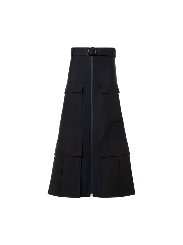 Designer Midirock aus Baumwoll-DoublefaceSkirt in Cotton Double-Face with Side Gathering - Schwarz