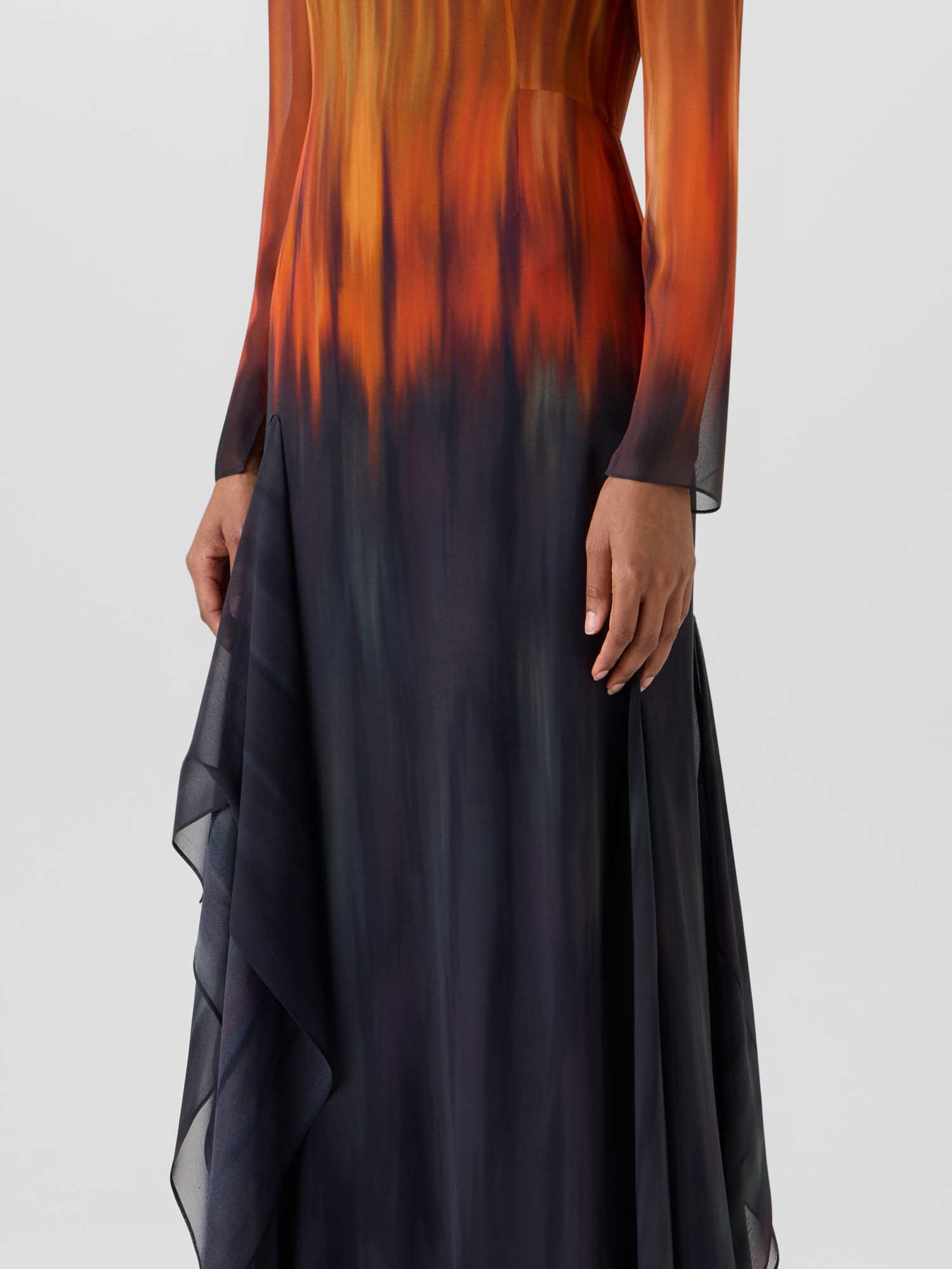 Designer Robe aus Seiden-Crêpe mit Fuego Negro Print - Bunt 