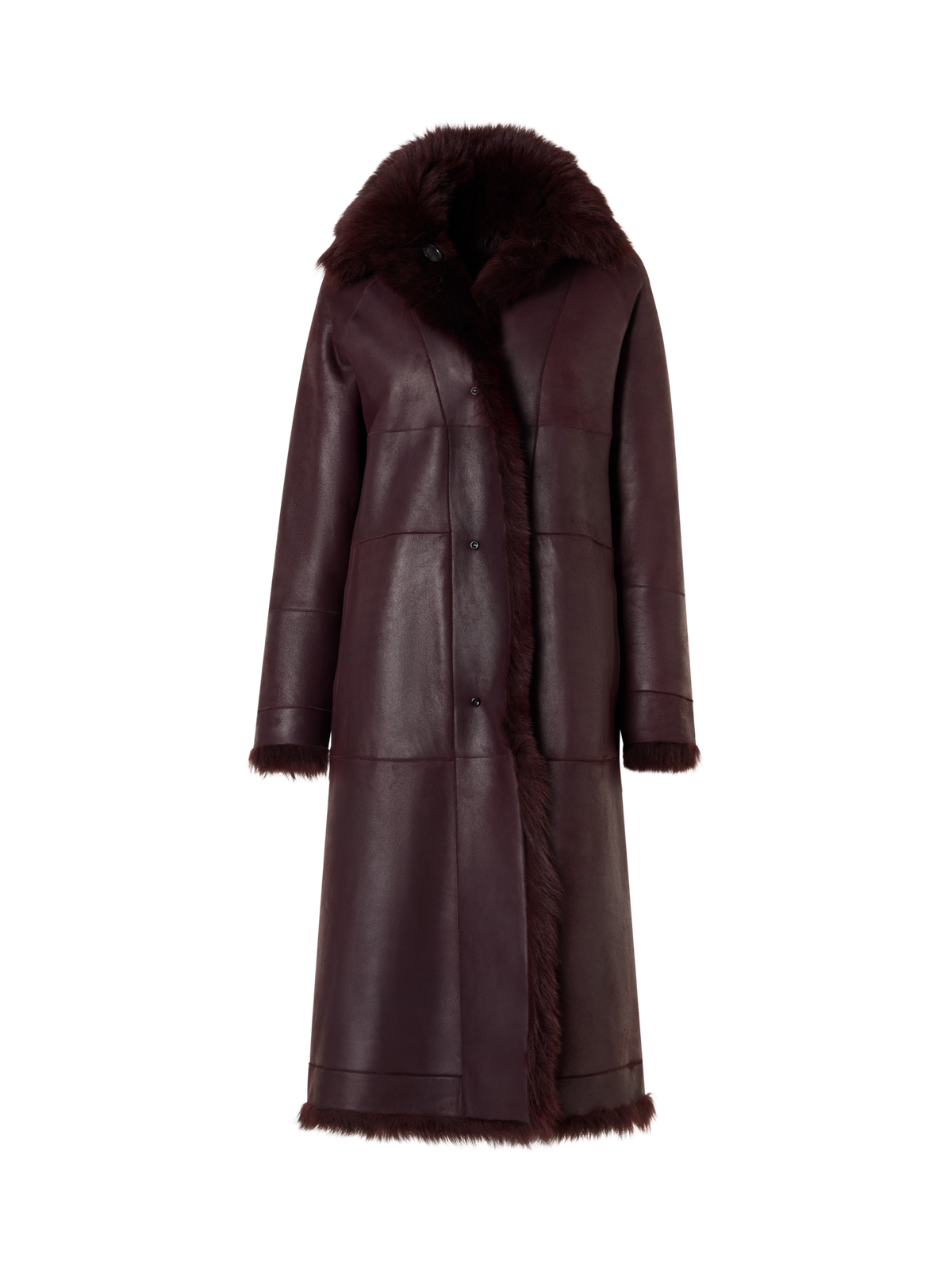 Designer Langer Oversize-Mantel aus Toscana-Shearling - Rot