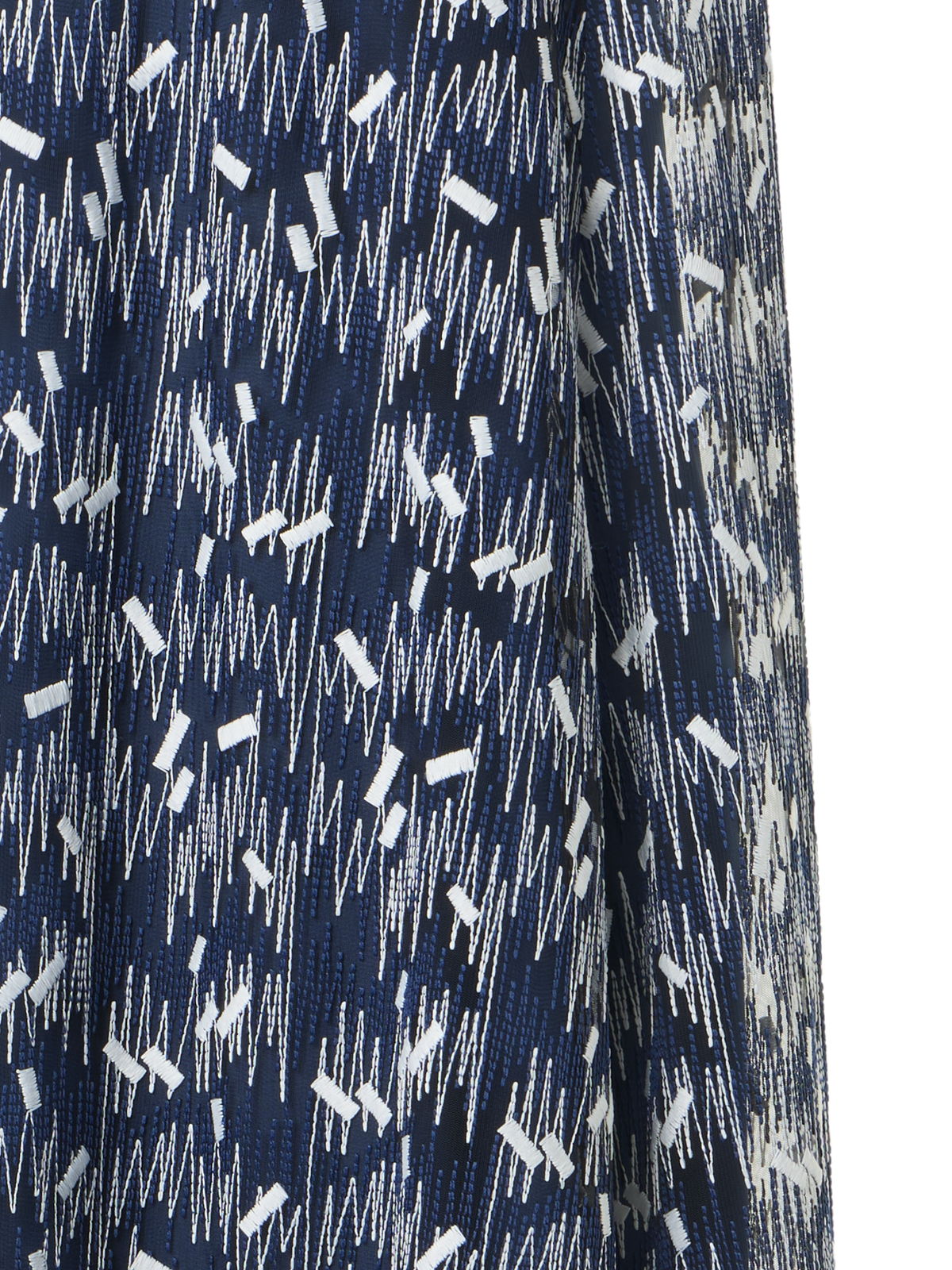Designer Midikleid in A-Linie mit Scribble-Dot-Stickerei - Blau