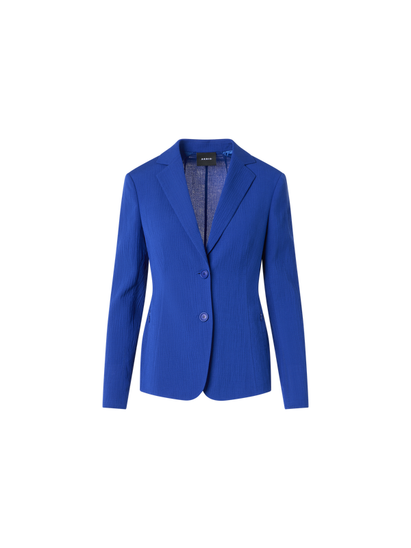 Designer Lavino Taillierte Jacke aus strukturierter Baumwollseide - Blau