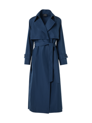 Designer Übergrosser Trenchcoat aus Seidenpopeline - Dunkelblau - Blau