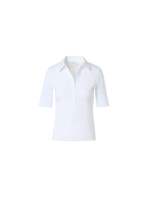 Designer Polo aus Baumwolljersey mit Popeline-Details - Weiss