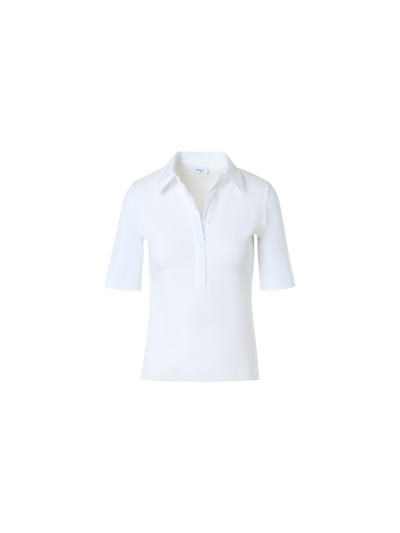 Designer Polo aus Baumwolljersey mit Popeline-Details - Weiss