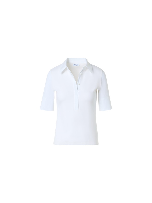 Designer Polo aus Baumwolljersey mit Popeline-Details - Weiss