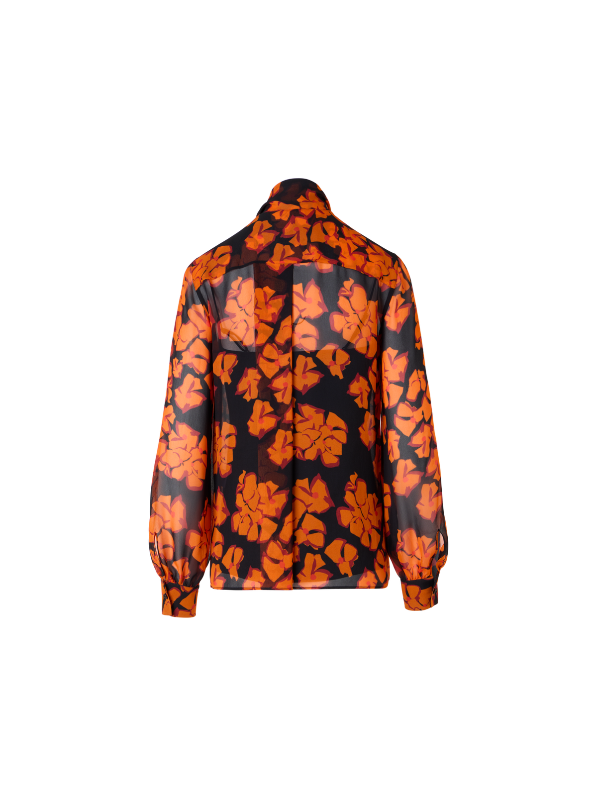 Designer Langärmelige Bluse mit Papercut Flower Print - Bunt