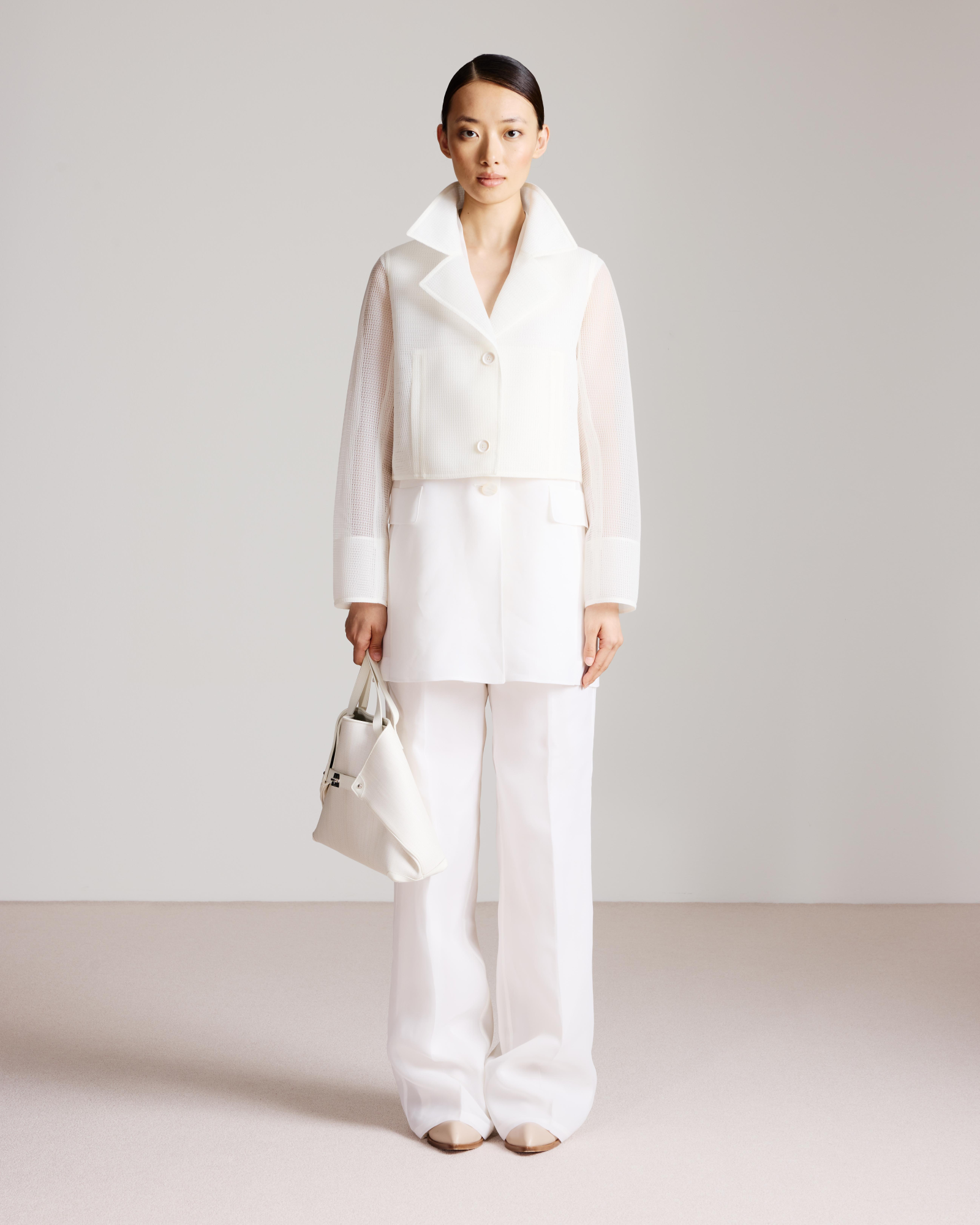 Designer Weite Gerade Hose aus Seide - Ecru - Weiss 