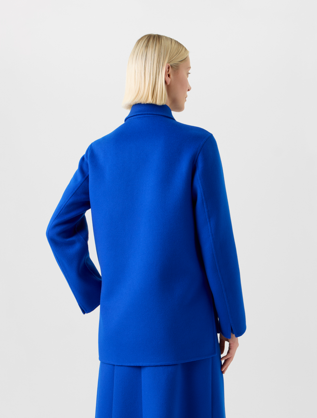 Designer Lange Kaschmir Doubleface Hemdjacke - Blau #editorial