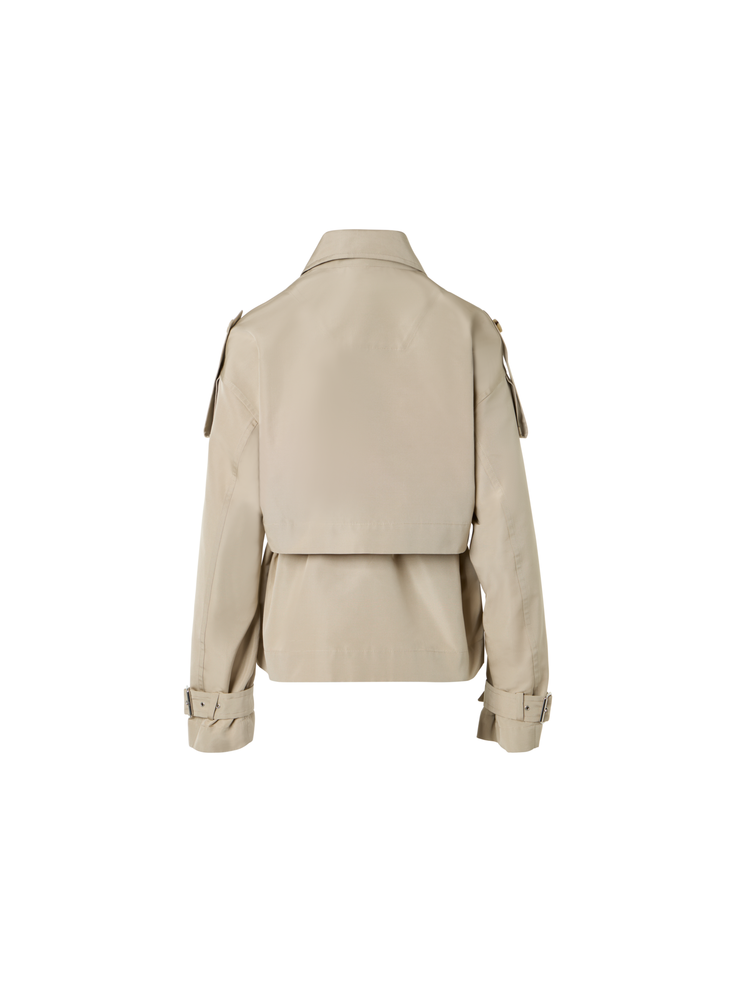 Designer Kurzer Seiden-Trenchcoat mit abnehmbarem Bolero - Beige