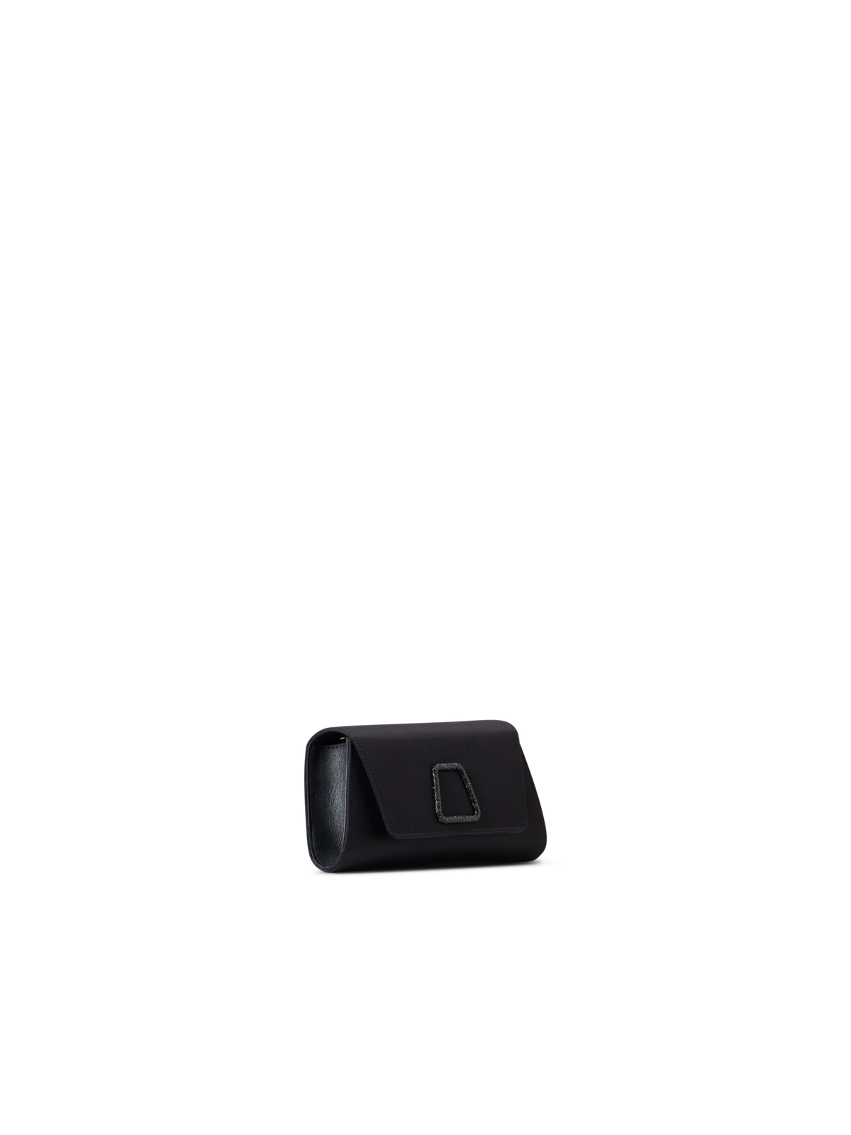Designer Anouk Mini Trapez-Clutch aus Seidensatin - Schwarz