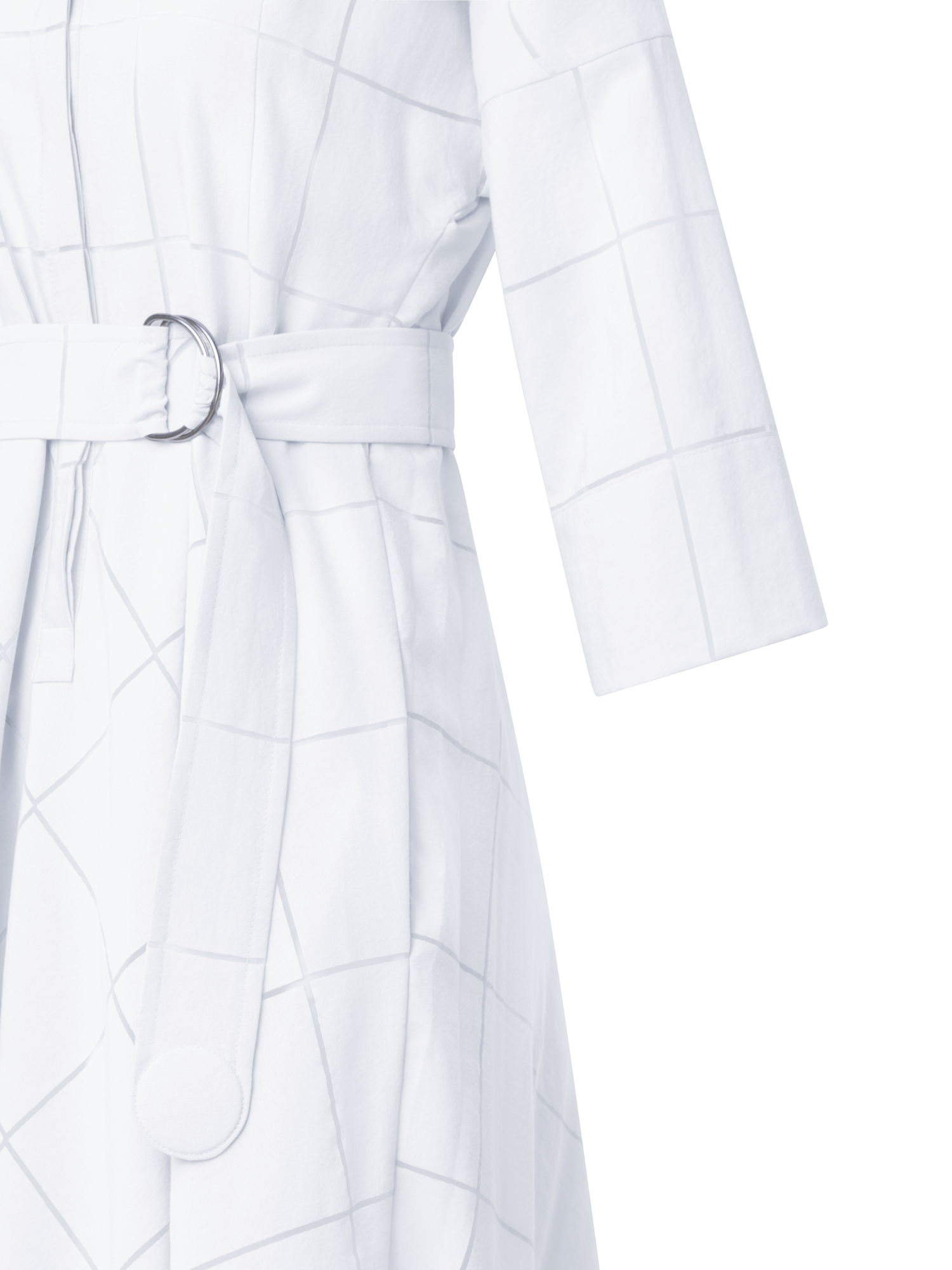 Designer Fit & Flare Midi-Blusenkleid in Window-Karo - Ecru - Weiss