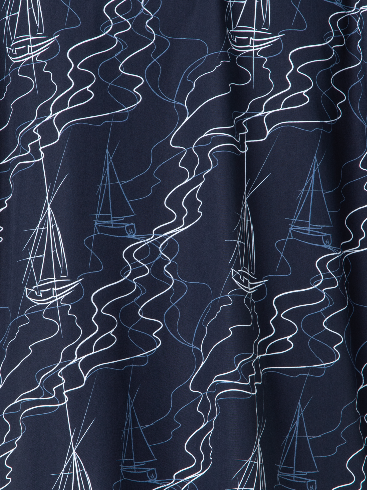 Designer Boxy Bluse in Baumwolle mit Sailboat Druck - Dunkelblau - Blau - Bunt