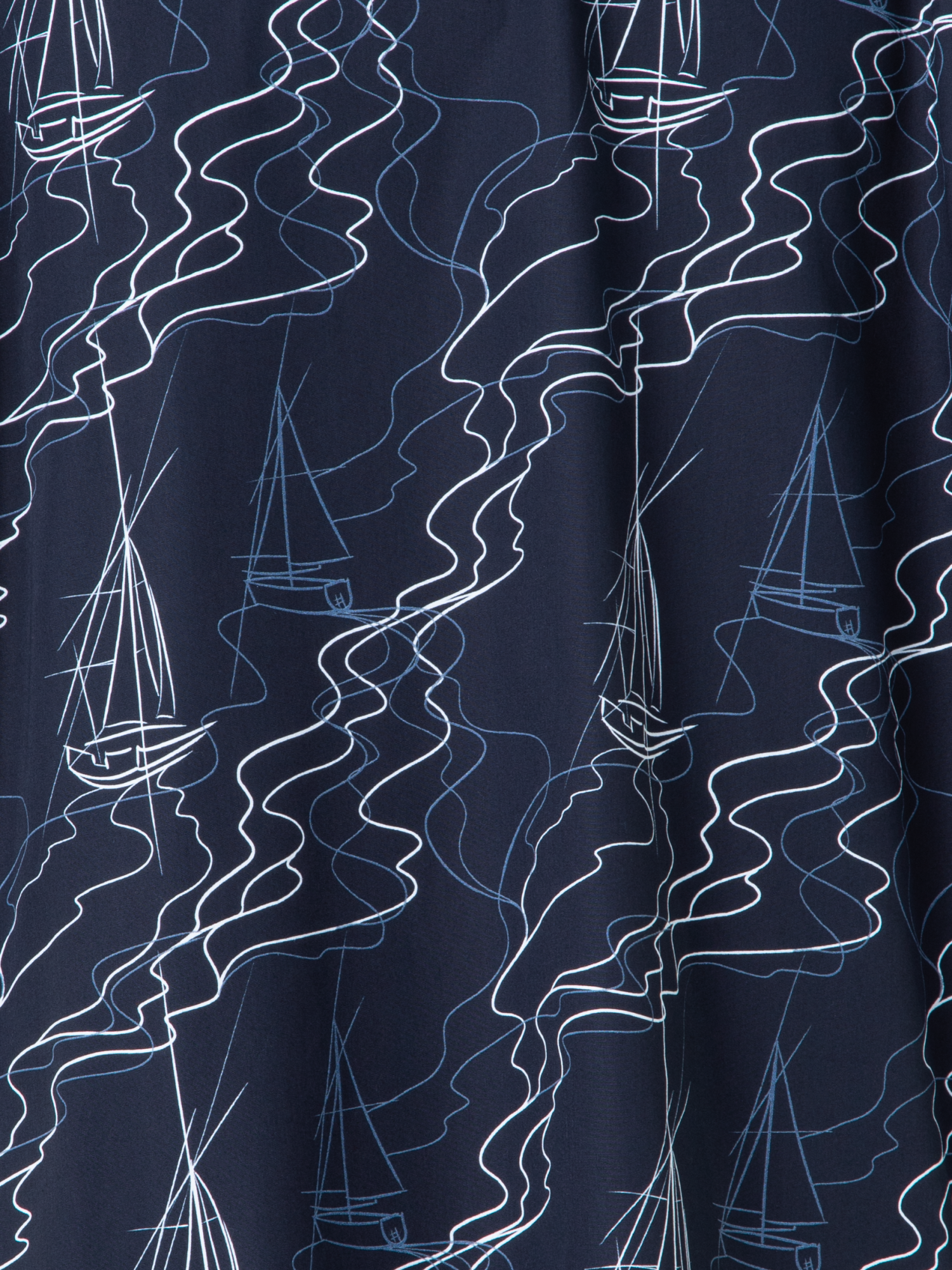 Designer Boxy Bluse in Baumwolle mit Sailboat Druck - Dunkelblau - Blau - Bunt