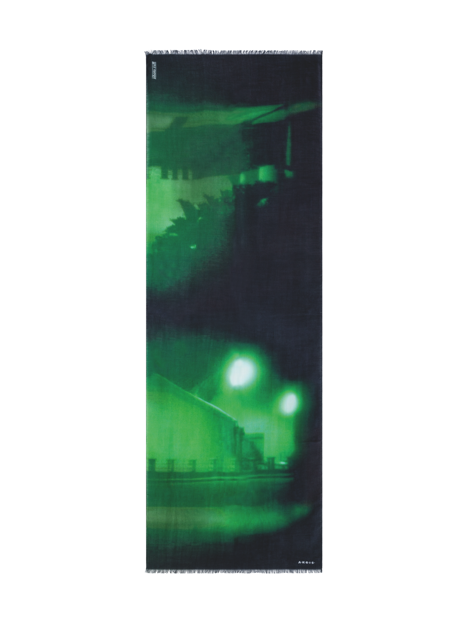 Designer Kaschmirseidenschal mit The Night Series Druck - Schwarz - Grün - Weiss