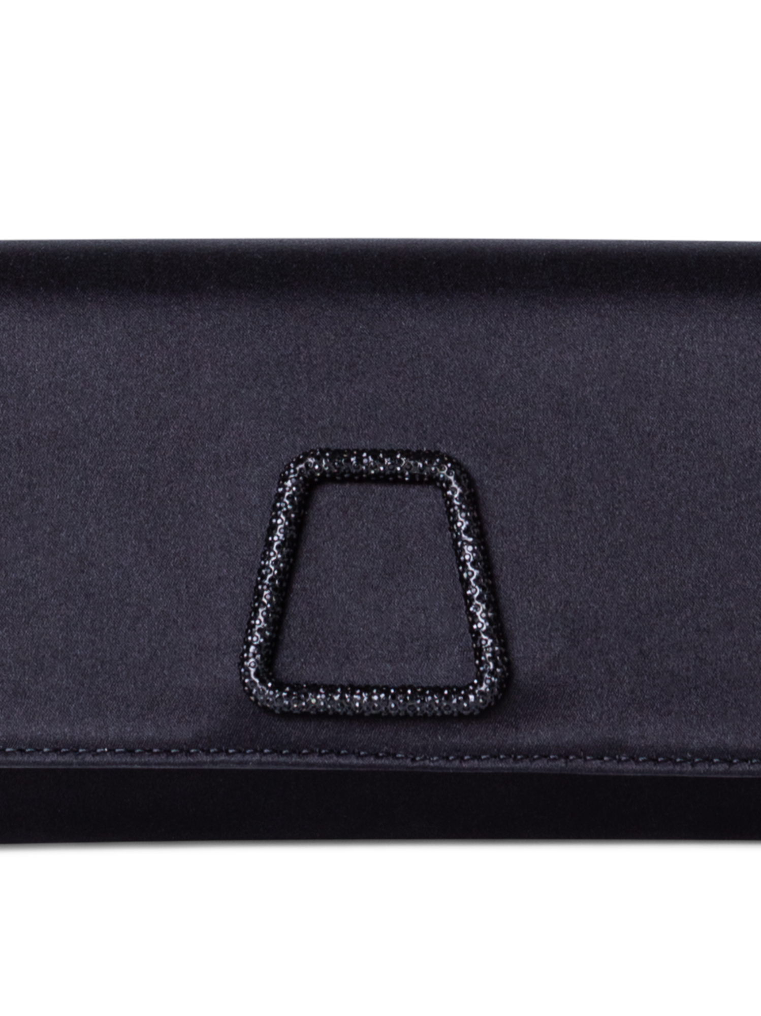 Designer Anouk Satin-Clutch mit Kristalltrapez - Schwarz
