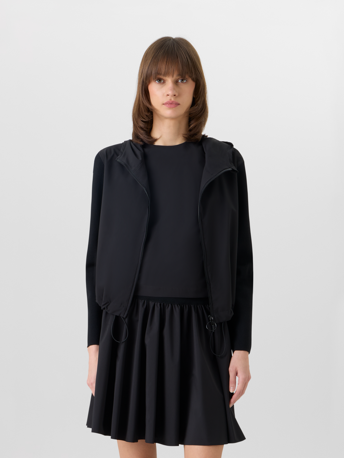 Designer Langärmelige Strickjacke aus Mixed-Media - Schwarz #editorial